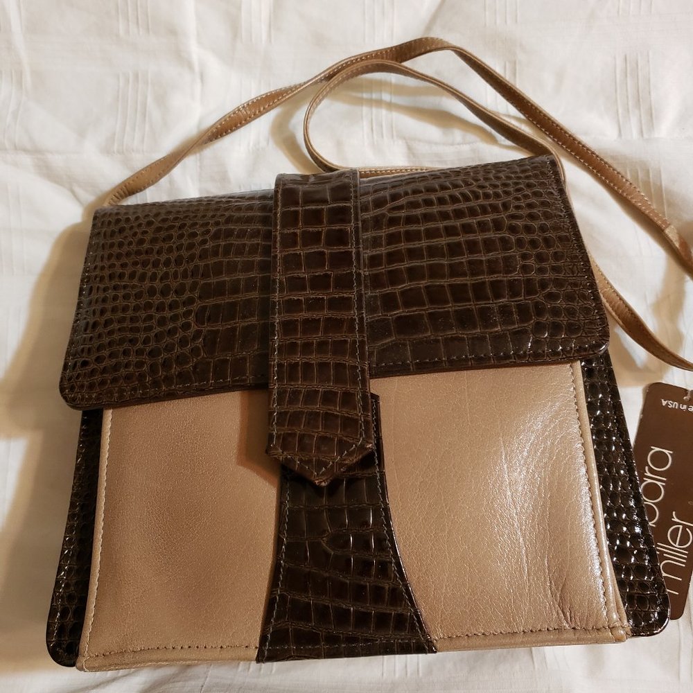 Barbara Miller Taupe and Brown Leather Purse